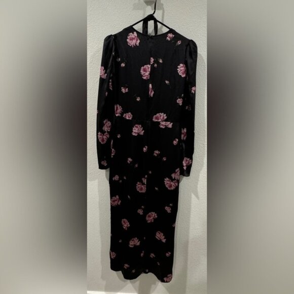 Reformation 100% Silk Toronto Black Pink Purple Floral Faux Wrap Midi Dress 4 - Picture 11 of 16